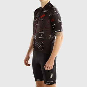 Fdx Breathable Mens Black Short Sleeve Cycling Jersey & Gel Padded Bib Shorts Best Summer Road Bike Wear Light Weight, Hi-viz Reflectors & Pockets - All Day