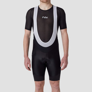 Fdx Men,s Set Black Short Sleeve Cycling Jersey Summer Breathable Mesh Fabric, Bib Short Hi Viz Reflectors & Pockets Cycling Gear Australia