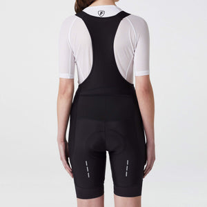 Fdx Women's Black Short Sleeve Cycling Jersey & Gel Padded Bib Shorts Best Summer Road Bike Wear Light Weight, Hi viz Reflectors & Pockets - Duo
