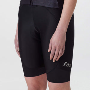 Fdx Women's Black Gel Padded Bib Shorts Best Summer Road Bike Wear Light Weight, Hi viz Reflectors & Pockets - Essential