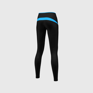 FDX Black & Sky Blue Compression Women's Tight Leggings Elastic Waistband Breathable Stretchable Training Gym Workout Jogging Athletic & Running Pant 