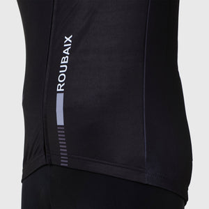 FDX Men's Black & Grey Long Sleeve Cycling Jersey for Winter Roubaix Warm Fleece Road Bike Wear Top Full Zipper, Pockets & Hi viz Reflectors - Limited Edition