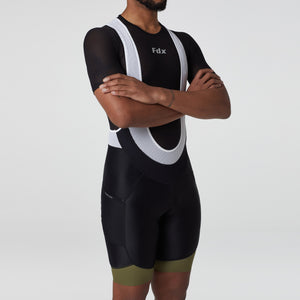 FDX Men’s Green & Black Cycling Bib Shorts 3D Best Gel Padded Breathable Quick Dry bibs, comfortable biking bibs ultra-light stretchable Back Mush Panel shorts with pockets