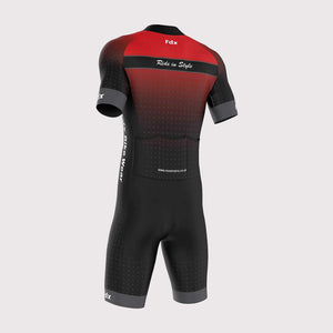 Fdx Men's Red Sleeveless Gel Padded Triathlon / Skin Suit for Summer Cycling Wear, Running & Swimming Half Zip - Aero