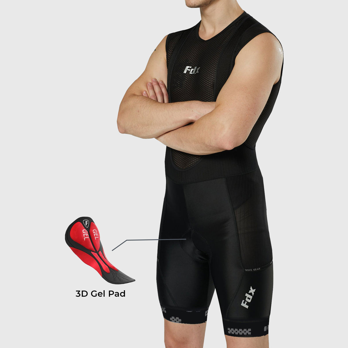 Fdx Black Men's Best 3D Anti Bacterial Gel Padded Cycling Bib Shorts For Summer Roubaix Thermal Fleece Reflective Warm Leggings - All Day Bike Shorts