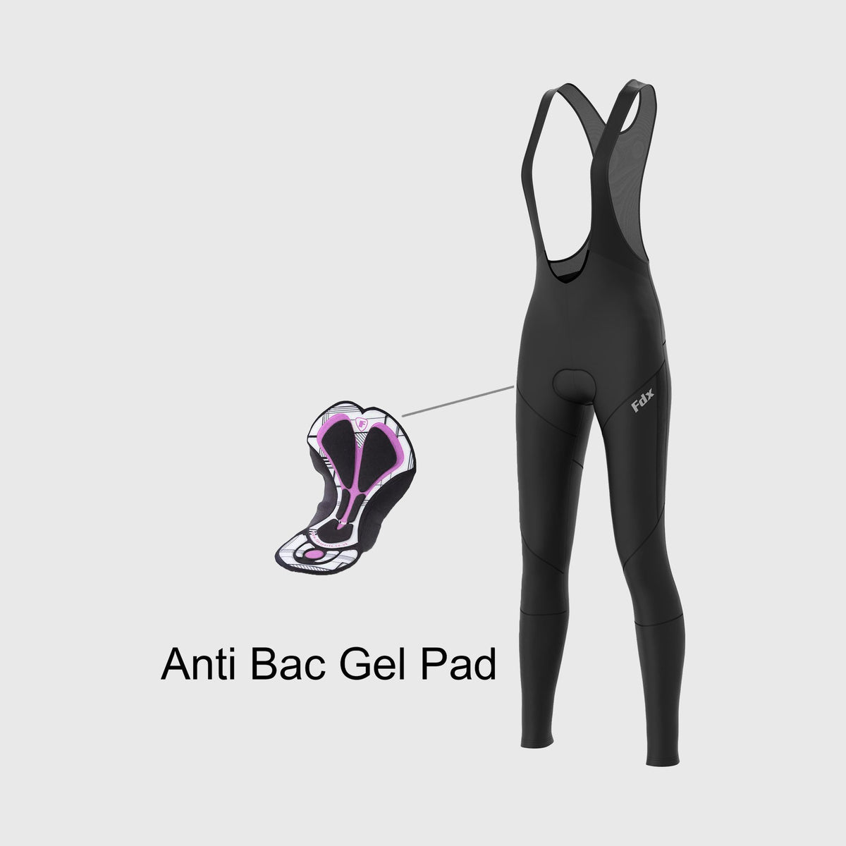 Fdx Womens Black Gel Padded Cycling Bib Tights For Winter Roubaix Thermal Fleece Reflective Warm Leggings - Arch Bike Pants