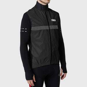 Fdx High Collar Best Cycling Gilet Sleeveless Vest for Men's Black Winter Clothing 360° Reflective, Lightweight, Windproof, Waterproof & Pockets