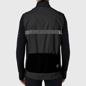 Fdx Men's Black Storage Pockets Cycling Gilet Sleeveless Vest for Winter Clothing 360° Reflective, Lightweight, Windproof, Waterproof & Pockets