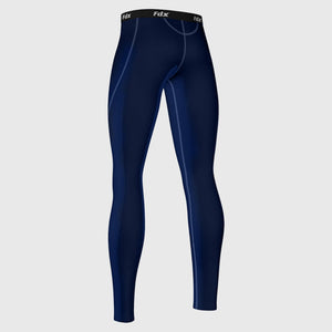 Fdx Navy Blue Compression Tights Leggings Gym Workout Running Athletic Yoga Elastic Waistband Stretchable Breathable Training Jogging Pants - Thermolinx