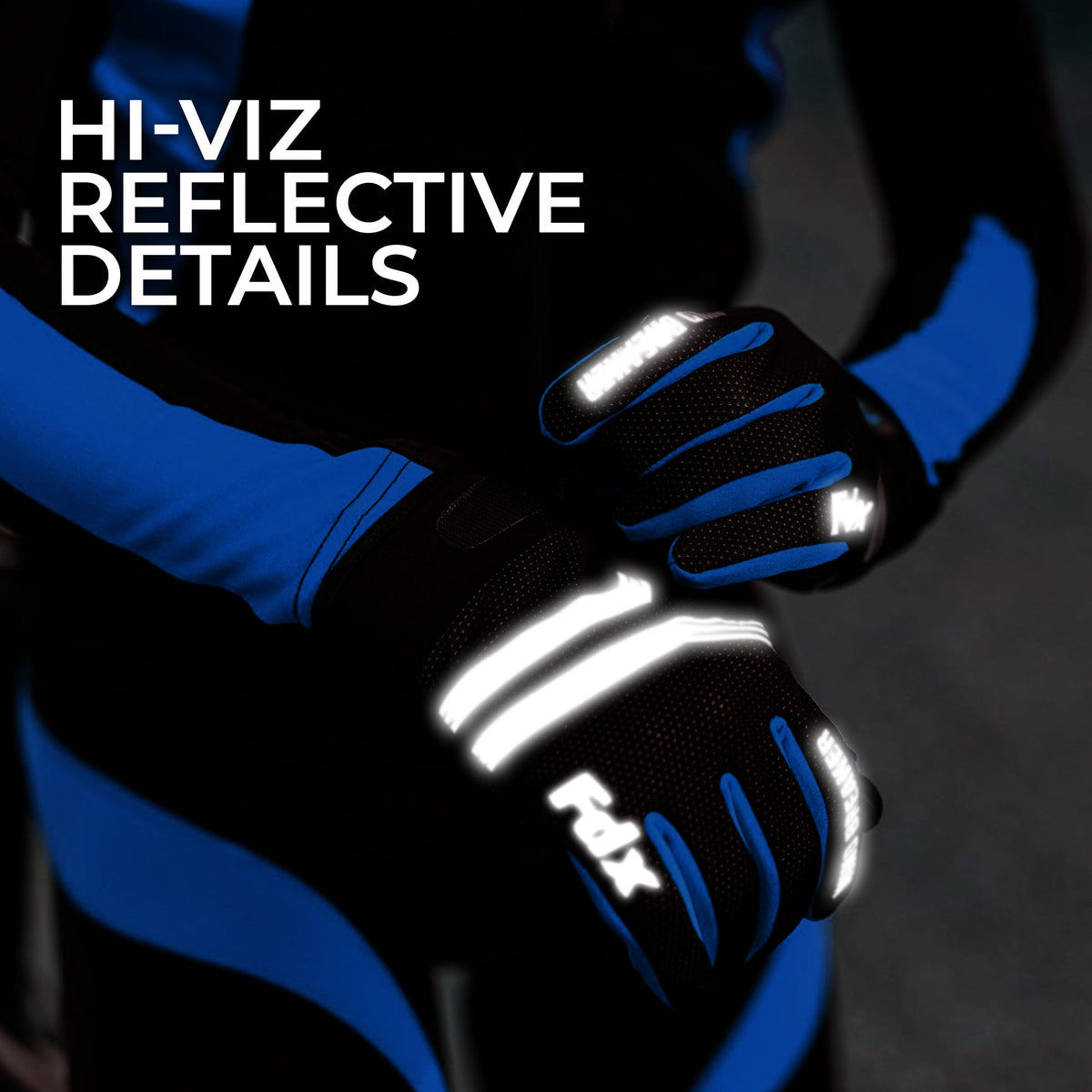 FDX Men’s & Women's Blue & Black Full Finger Winter Cycling Gloves - windproof warm padded MTB mitts touch screen compatible thermal anti-slip women waterproof racing 