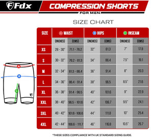 Fdx Men's BaseMax Red Compression Shorts Skin Tight Gym Pants