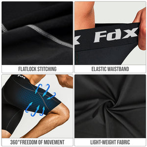 FDX Men's Lightweight, Elastic Waistband, Flat Lock Stitching & 360 Freedom movement Compression shorts gym Tight pant