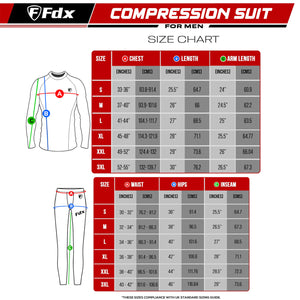 Fdx Men's Set Recoil Grey Compression Base Layer Top & Leggings