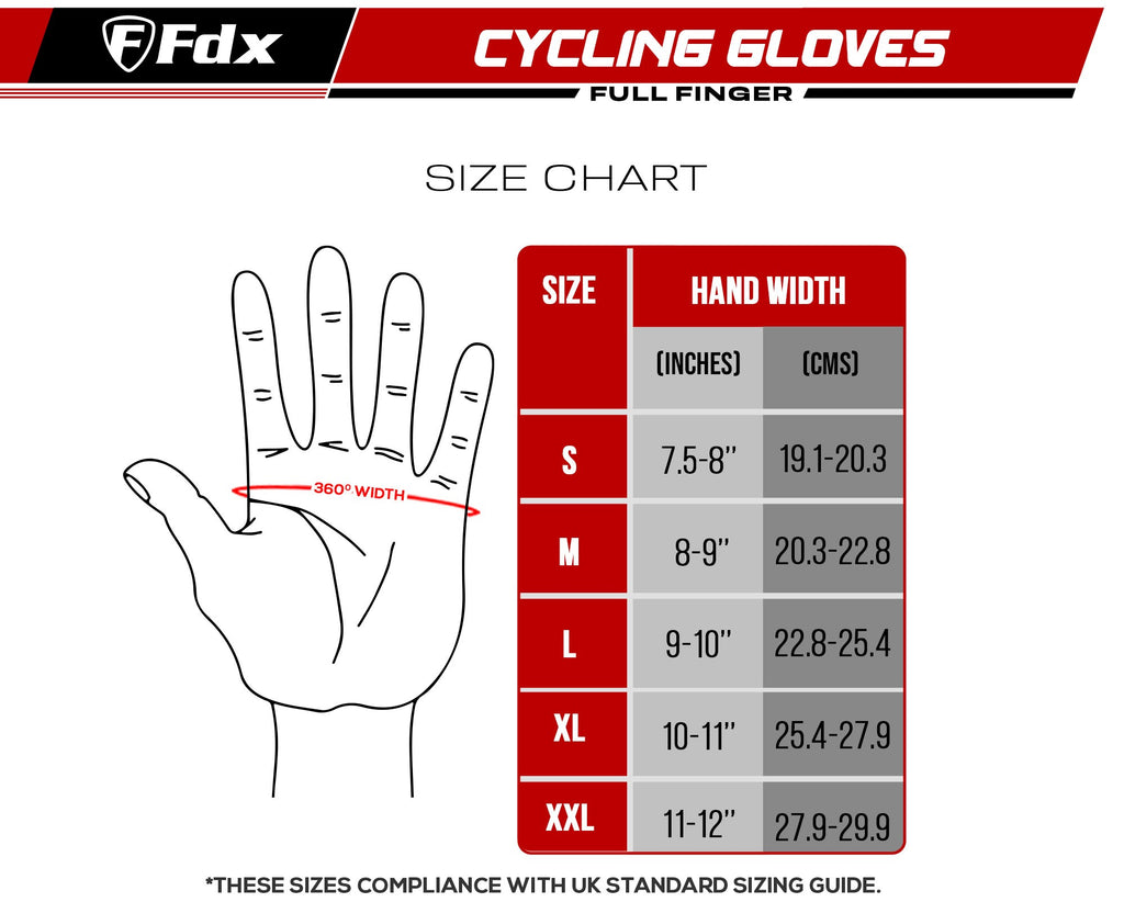 Fdx Red & White Full Finger Cycling Gloves for Winter MTB Road Bike Reflective Thermal & Touch Screen - Frost