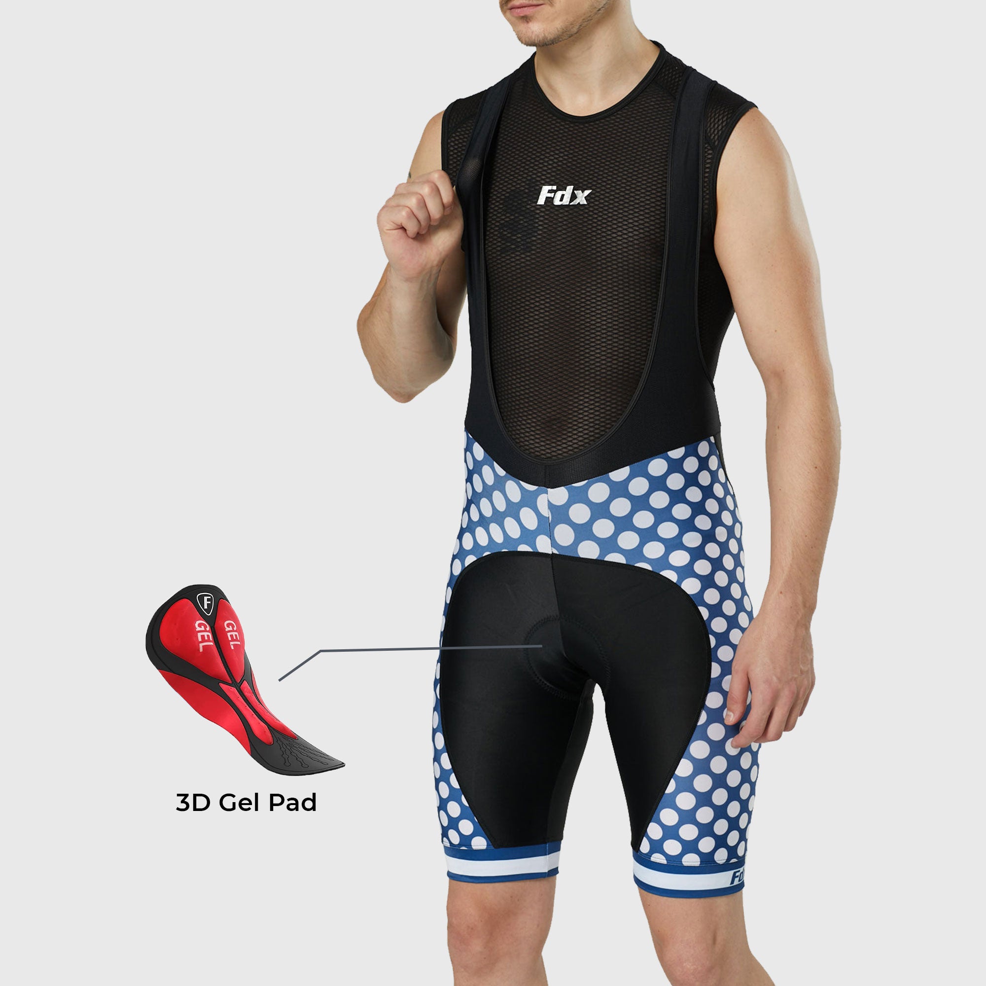 Fdx Men's Black & White Gel Padded Cycling Bib Shorts For Summer Best Outdoor Road Bike Short Length Bib - Equin