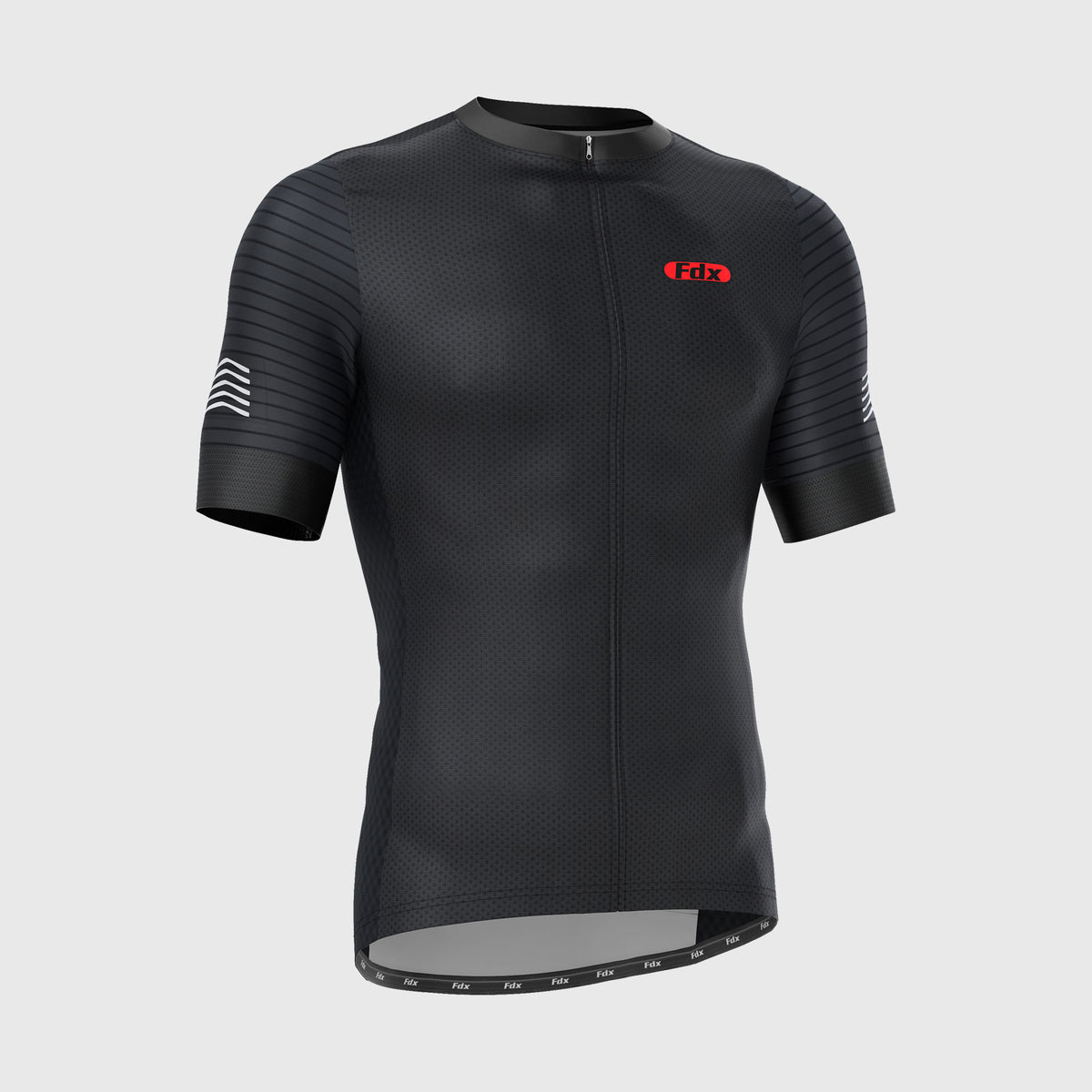 Fdx men’s Black full zip short sleeves best cycling jersey Hi-Viz Reflective details breathable summer lightweight biking top, Hi-Viz Reflective skin friendly half sleeves mesh cycling shirt for indoor & outdoor riding with two back & 1 zip pockets  