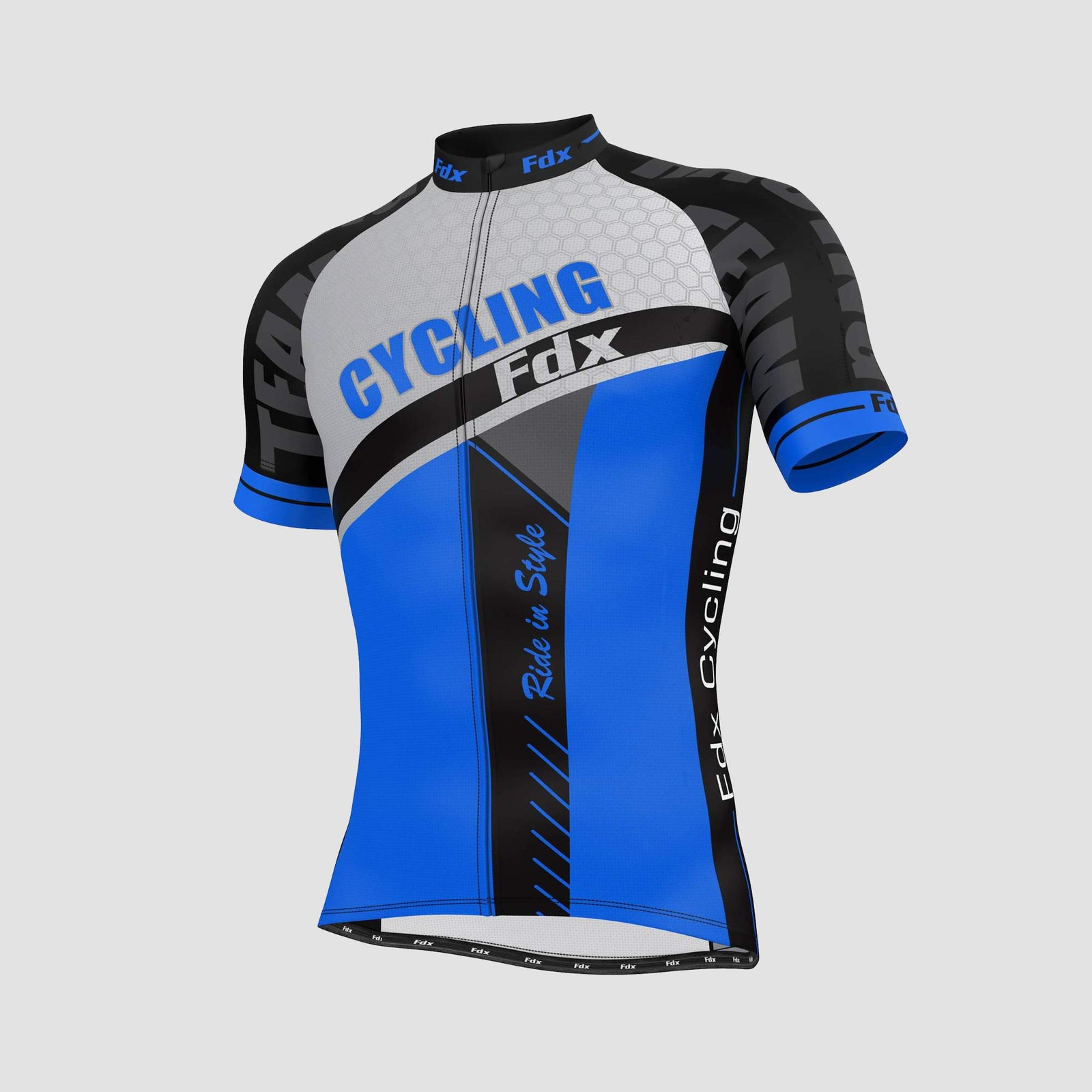 Fdx Apex Blue Men's Short Sleeve Summer Cycling Jersey