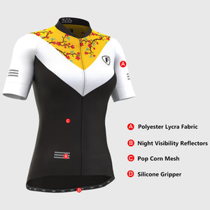 FDX Black & Yellow Women Half Sleeve Hot Season Cycling Jersey Quick Dry & Breathable Skin friendly Lightweight Summer Shirt Reflective Strips Secure Pockets Sport & Outdoor - Velos