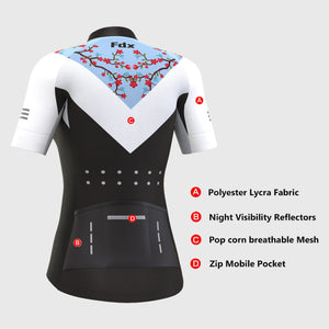 FDX Women’s short sleeves Blue & Black cycling jersey quick dry breathable top, skin friendly lightweight half sleeves summer biking shirt for sports outdoor 