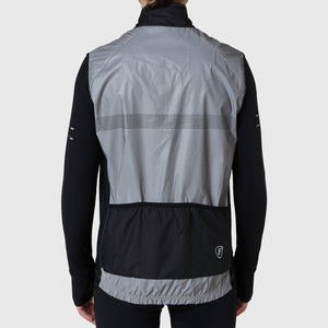 Fdx Men's Grey Cycling Sleeveless Vest, Gilet for Winter Clothing 360° Reflective, Lightweight, Windproof, Waterproof & Pockets
