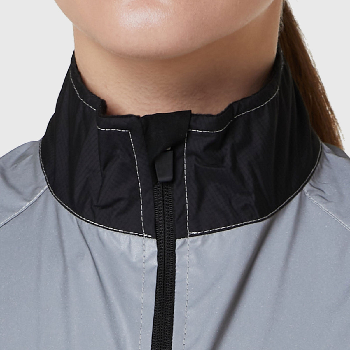 FDX Women’s Black & Grey 360 hi viz Reflective Details Cycling Gilet windproof breathable quick dry MTB rain vest, lightweight packable rain top for riding