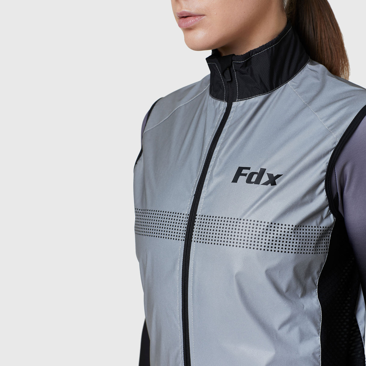 Fdx Women Grey & Black Sleeveless Cycling Gilet Winter Lightweight Waterproof Windproof Hi Viz Reflectors & Pockets Summer All Weather Cycling Gear AU
