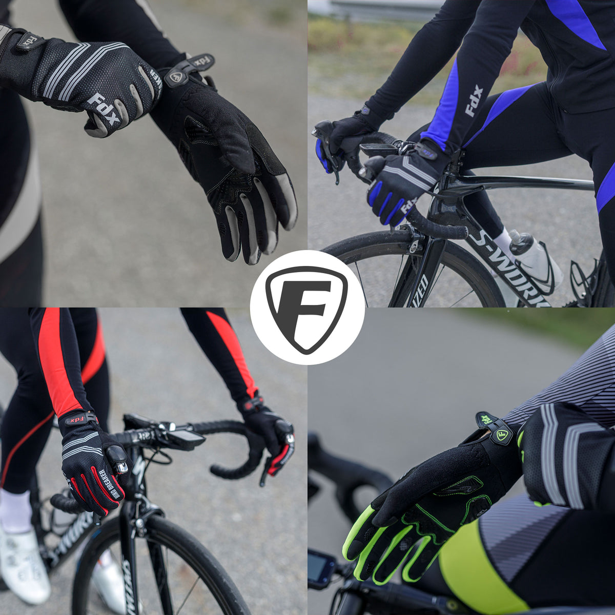Fdx Black & Blue Full Finger Cycling Gloves for Winter MTB Road Bike Reflective Thermal & Touch Screen - Dryrest