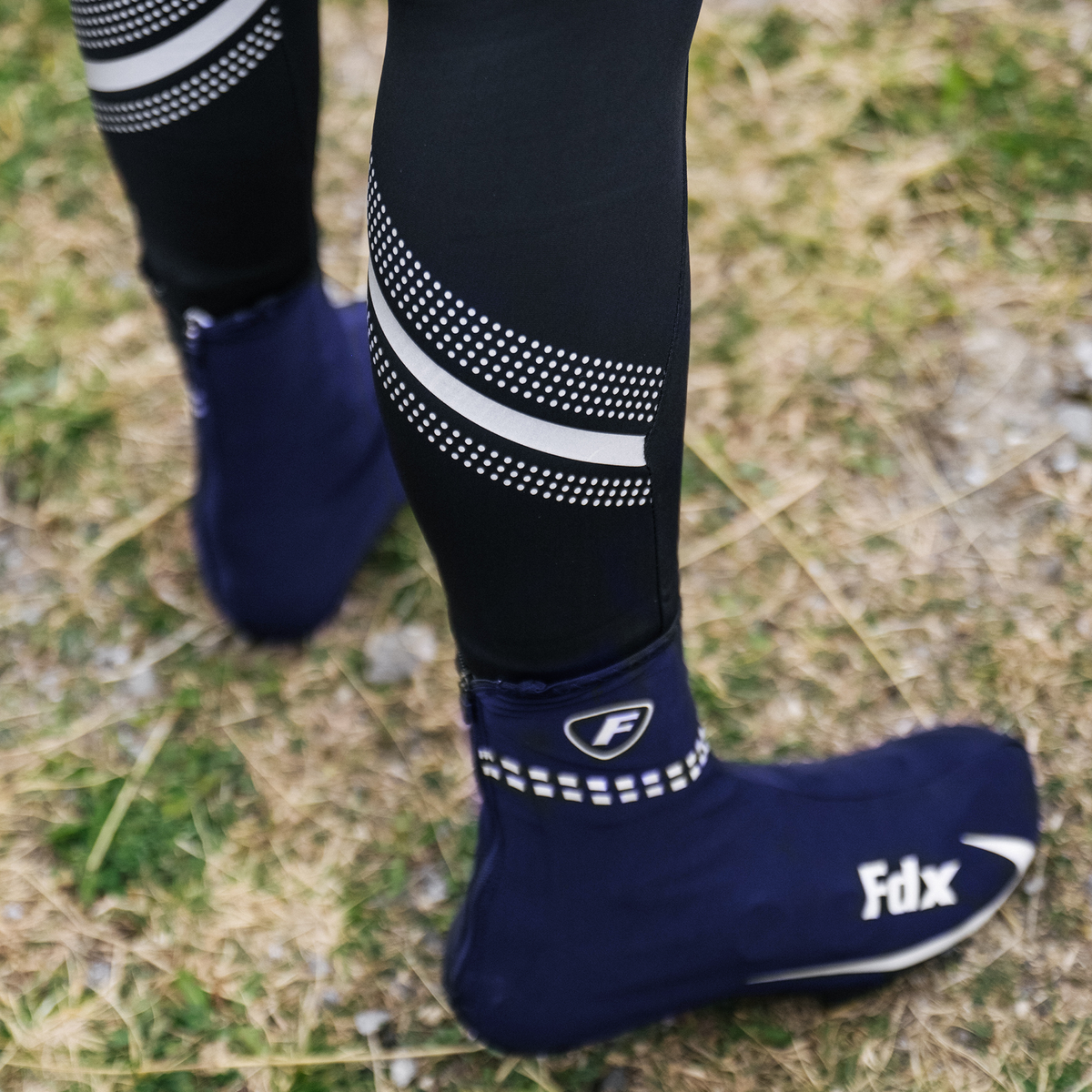 Fdx Navy Blue Cycling Shoe Covers Reflective Winter Thermal Road Bike Boot Overshoes Washable