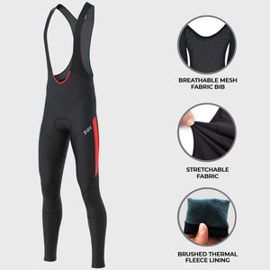 Fdx Breathable Mens Gel Padded Cycling Bib Tights Black For Winter Roubaix Thermal Fleece Reflective Warm Stretchable Leggings - Arch Bike Pants