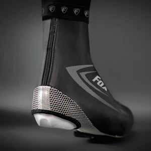 FDX Best Black 360 Reflective Waterproof Cycling Overshoes, Windproof Bike Shoe Covers, Lightweight All Season Hi Viz Gaiters for Road Biking, MTB