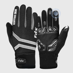 Fdx Black Full Finger Cycling Gloves for Winter MTB Road Bike Reflective Thermal & Touch Screen - Dryrest