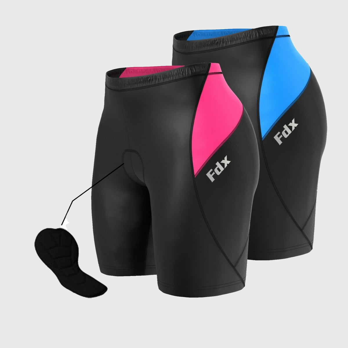 FDX Black, Pink & Blue Best Women Summer Cycling Short Flat Lock Stitching Anti Bac Cushion Padding Lightweight Elastic Waist band Reflective Details Anti odor - Pro