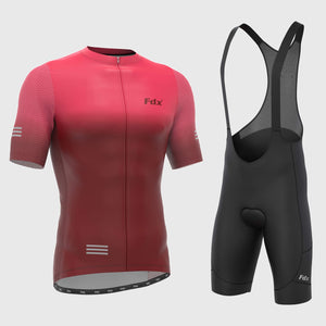 Fdx Mens Pink & Maroon Half Sleeve Summer Cycling Jersey Breathable lightweight Fabric, Bib Short Hi Viz Reflectors & Full Zipper Cycling Gear Australia