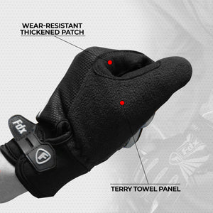 Fdx Black & White Full Finger Unisex Gloves Windproof Mountain Bike Mitts Hi Viz Reflectors Breathable Smart Phone Touch Screen Gel Padded Winter Cycling Gear AU