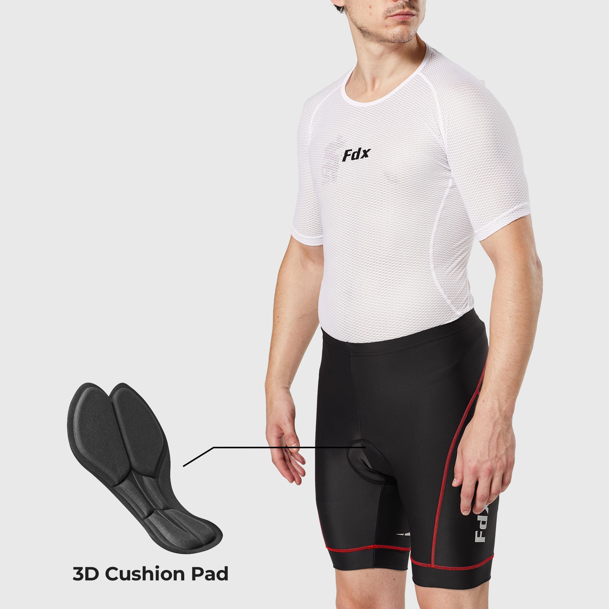 Fdx Men's Black & Red Gel Padded Cycling Shorts for Summer Best Outdoor Knickers Road Bike Short Length Pants - Ridest