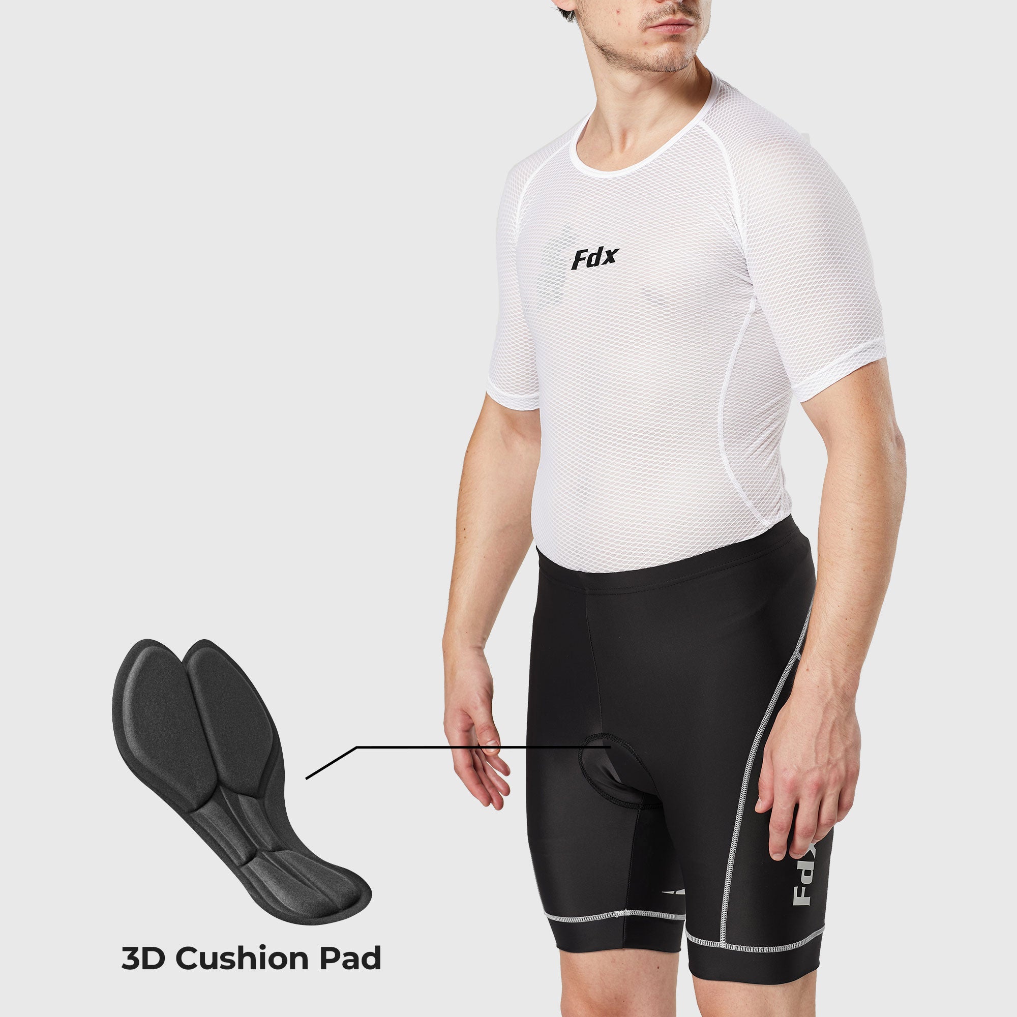 Fdx Men's Black & White Gel Padded Cycling Shorts for Summer Best Outdoor Knickers Road Bike Short Length Pants - Ridest