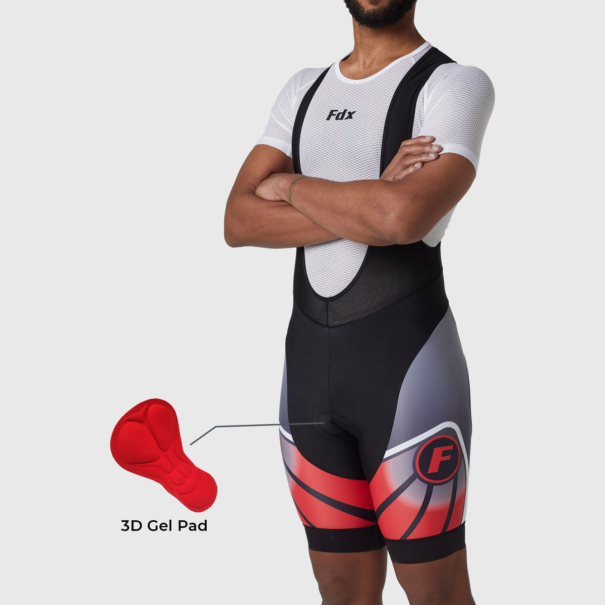 Fdx Men's Black & Red 3D Gel Padded Cycling Bib Shorts For Summer Best Outdoor Road Bike Short Length Bib - Signature