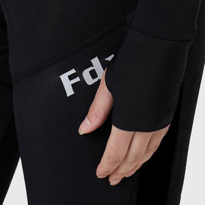 FDX Women’s Black full sleeves cycling jersey Windproof Thermal fleece Roubaix Winter Cycle Tops, lightweight long sleeves Warm lined shirt for biking Front Zip Pockets