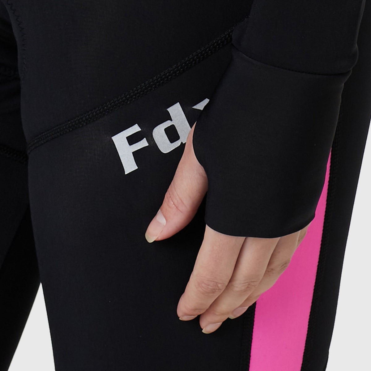 FDX Women’s full sleeves cycling jersey Black & Pink warm winter Roubaix biking top, lightweight windproof long sleeves fleece lined cycle shirt for riding