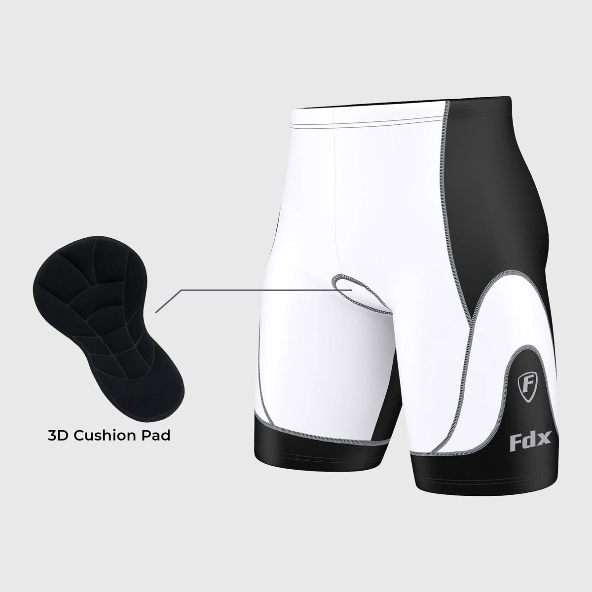 Fdx Windrift White Men's Anti-Bac Summer Cycling Shorts