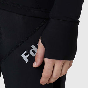 Fdx Men's Thermal Long Sleeve Cycling Jersey Black for Winter Roubaix Warm Fleece Road Bike Wear Top Full Zipper, Pockets & Hi viz Reflectors - Arch