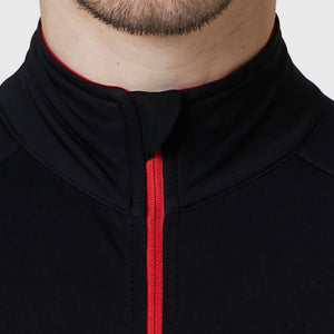 Fdx Mens Black & Red Full Sleeve Cycling Jersey for Winter Roubaix Thermal Fleece Road Bike Wear Top Full Zipper, Pockets & Hi-viz Reflectors - Arch