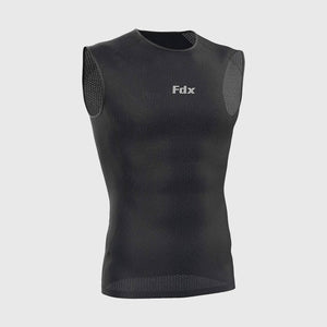Fdx Men's Black Sleeveless Mesh Compression Top Running Gym Workout Wear Rash Guard Stretchable Breathable Lightweight - Aeroform