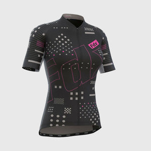 Fdx Women's Black Short Sleeve Cycling Jersey for Summer Best Road Bike Wear Top Light Weight, Full Zipper, Pockets & Hi-viz Reflectors - All Day