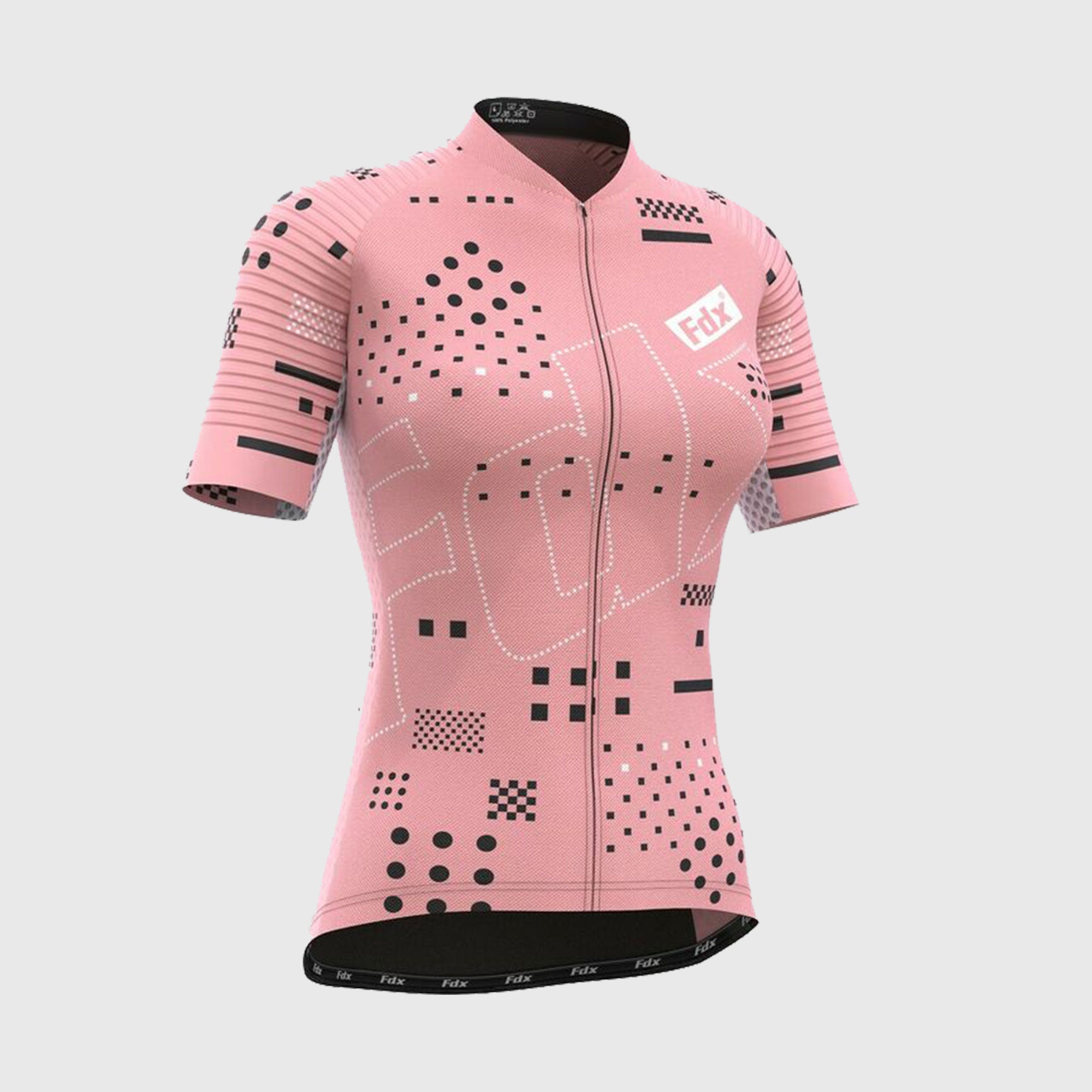 Fdx Women's Tea pink Short Sleeve Cycling Jersey for Summer Best Road Bike Wear Top Light Weight, Full Zipper, Pockets & Hi-viz Reflectors - All Day