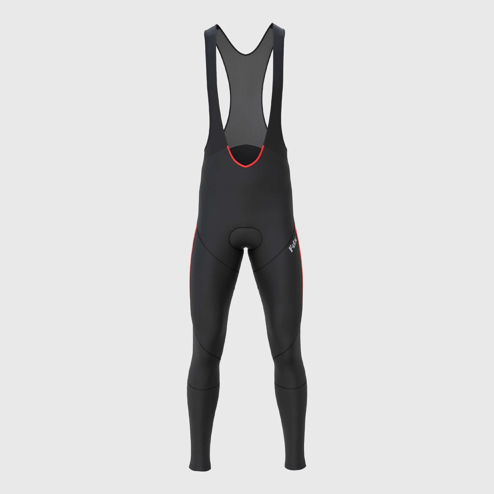 Fdx Arch Men's Red Thermal Padded Cycling Cargo Bib Tights – warm, padded bib tights with cargo pockets, designed for comfort and utility during winter cycling.