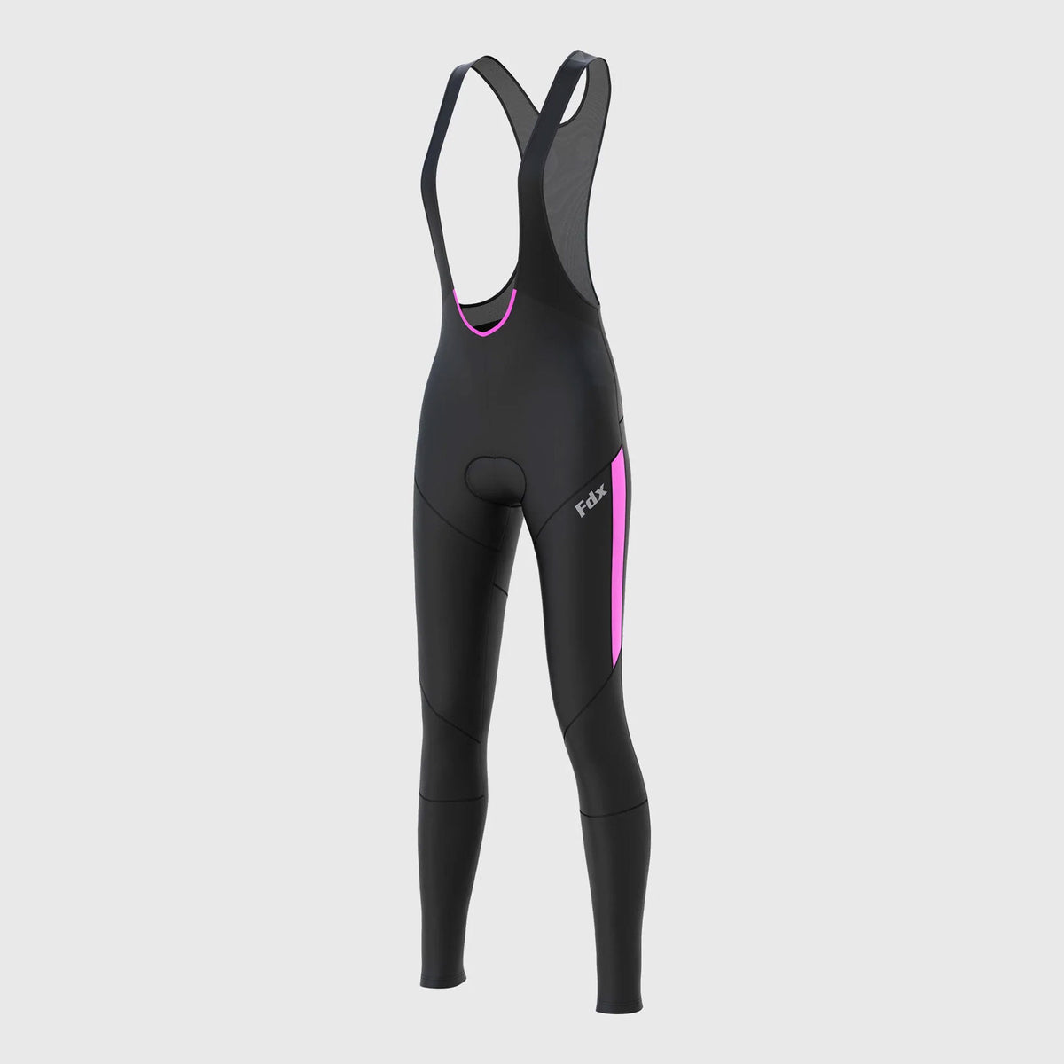 Fdx Women's Black & Pink Gel Padded Cycling Bib Tights For Winter Roubaix Thermal Fleece Reflective Warm Leggings - Arch Bike Pants