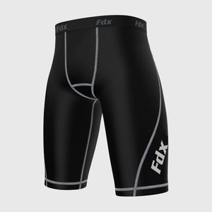 Fdx Men's Black & Grey Compression Shorts Gym Workout Running Athletic Yoga Elastic Waistband Stretchable Breathable