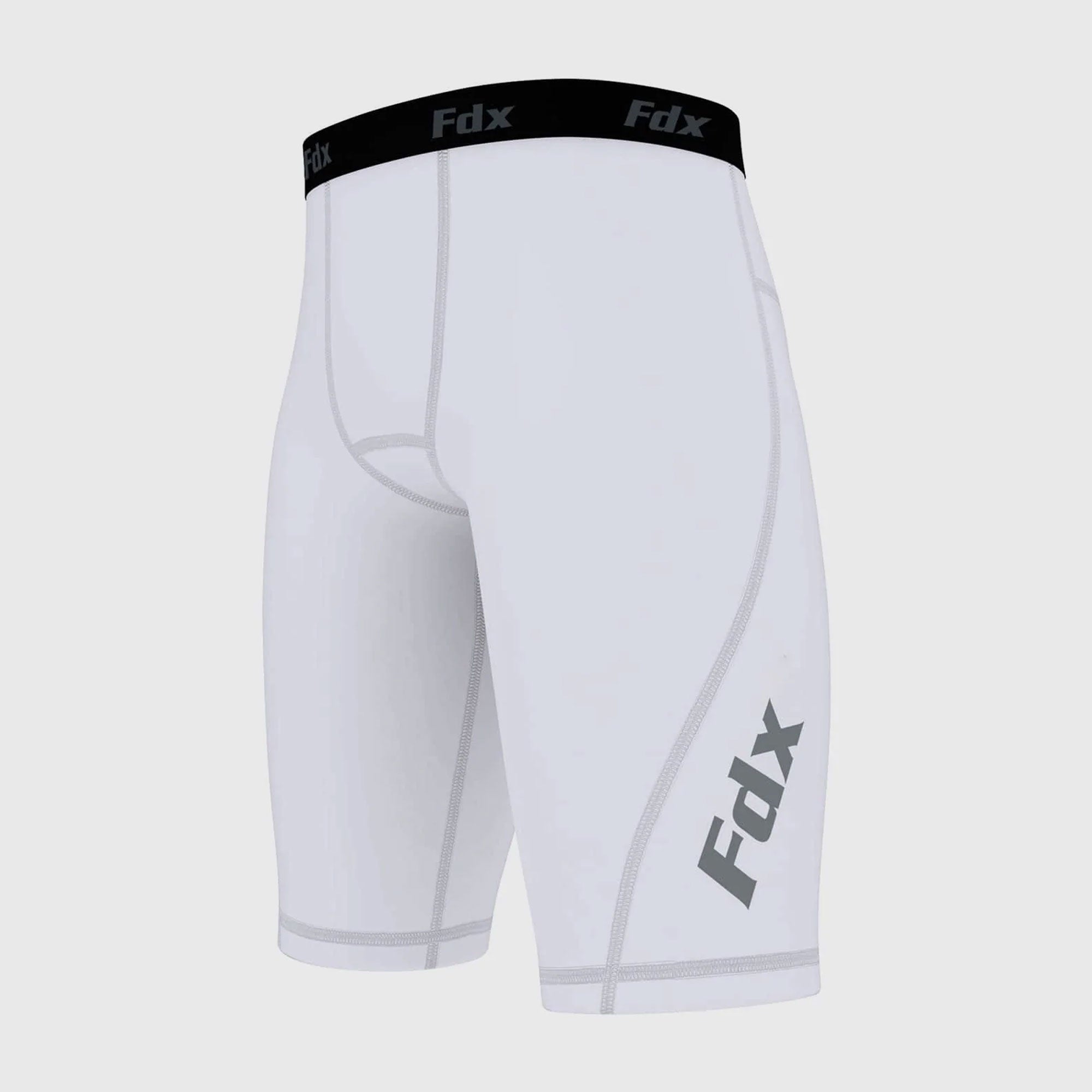 Fdx Men's White Compression Shorts Gym Workout Running Athletic Yoga Elastic Waistband Stretchable Breathable