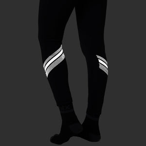 Fdx Mens Black Gel Padded Cycling Bib Tights For Winter Roubaix Thermal Fleece Reflective Warm Leggings - Limited Edition Bike Pants